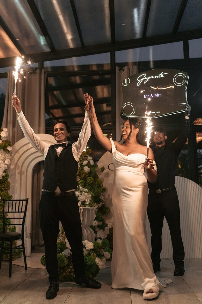 A sparkler exit at a Westchester Wedding is photographed 